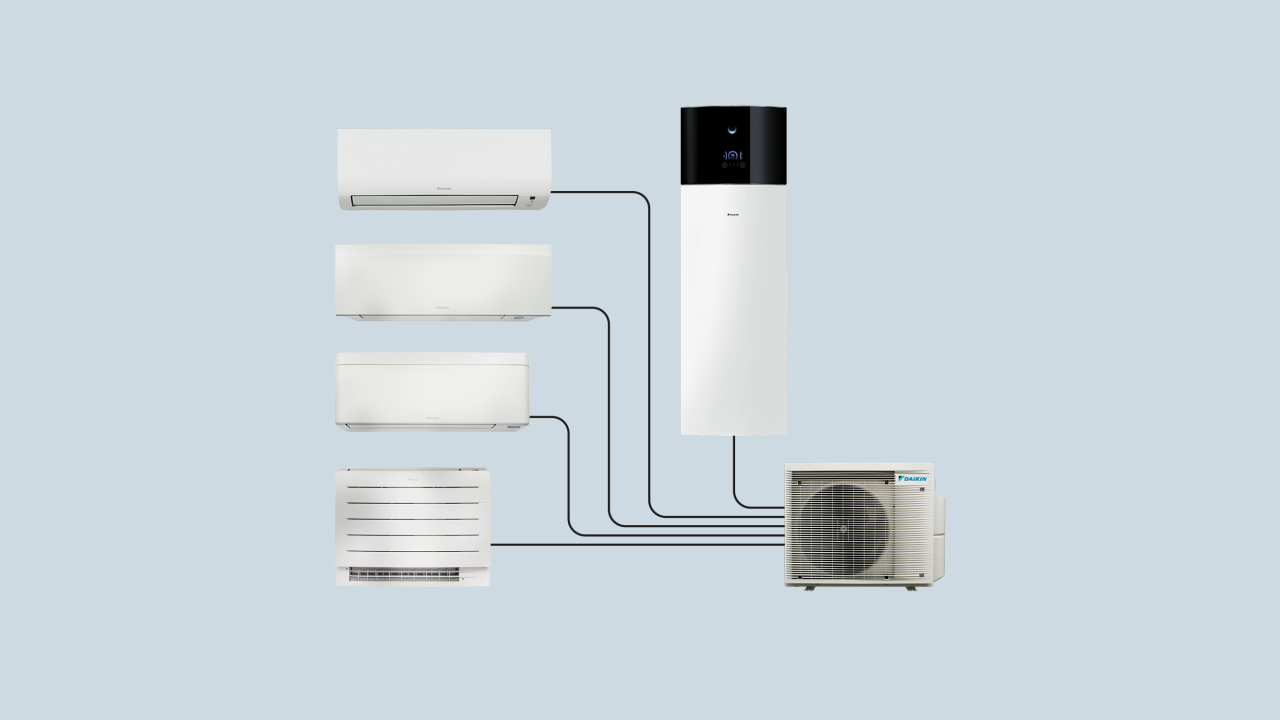 MultiPlus_4-indoor_Blue_16-9.png Aqueça, arrefeça e produza água quente sanitária ligando uma unidade exterior a até três unidades interiores e um depósito de água quente sanitária